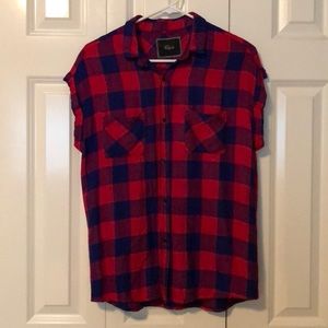 Sleeveless Blue & Red Plaid Top (NWOT)
